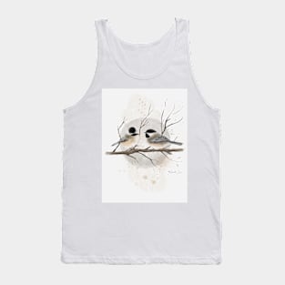 watercolor willow tits illustration by Renatta Zare Tank Top